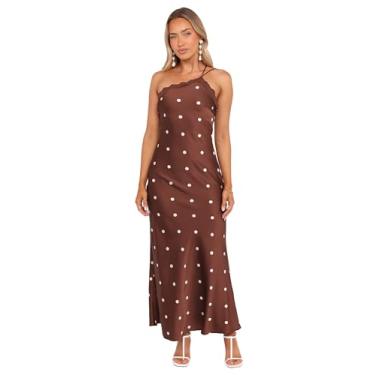 Imagem de Petal & Pup Vestido maxi feminino Anika marrom com bolinhas, Bolinhas marrons, PP