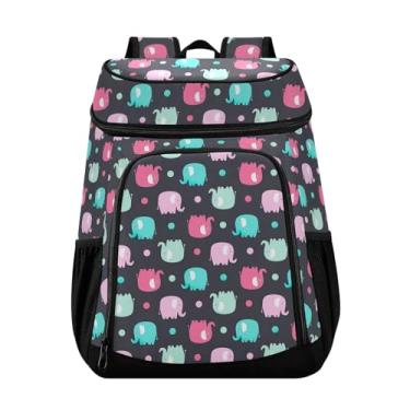 Imagem de Mochila masculina com 36 latas de desenhos animados coloridos de elefantes, térmica para viagem, trabalho, almoço