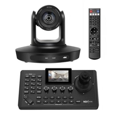 Imagem de Câmera PTZ 4K 20x, HDMI USB LAN Live Steaming POE para videoconferência com pacote com joystick controlador NDI PTZ para igrejas (kit,Enviado localmente do Brasil)