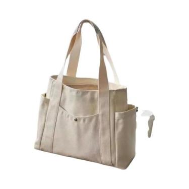 Imagem de Bolsa Tote De Lona De Grande Capacidade Para Trabalho, Estilo Universi