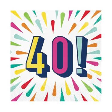 Imagem de Guardanapos de almoço de papel explosão de 40º aniversário - (16,5 cm) 16 unidades - suprimentos de festa descartáveis e elegantes - perfeitos para celebrar aniversários marcantes