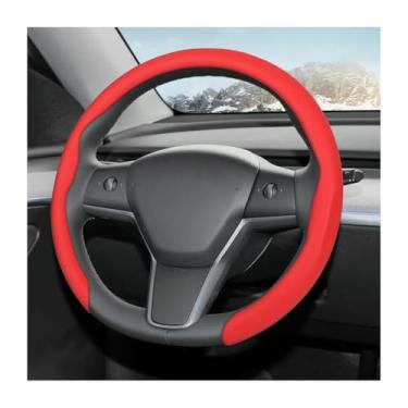 Imagem de FALVFUN Capa de volante de carro, couro napa de 38 cm, antiderrapante, respirável, protetor de volante de veículo, acessórios de decoração de interiores automotivos, universal para caminhão SUV RV