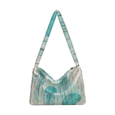Imagem de GAIGEO Bolsa feminina vintage água-viva coral vida marinha bolsa de ombro feminina, bolsas de outono, Old Jellyfish Coral Marine Life, One Size
