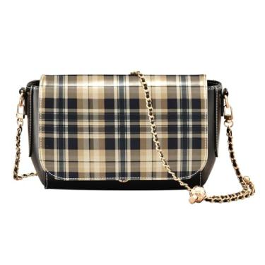 Imagem de Bolsa transversal ajustável com alça de elefante em branco, bolsa tiracolo feminina de couro, bolsa de ombro média para mulheres, Xadrez-1, One Size