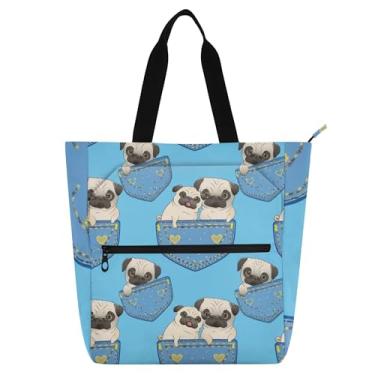 Imagem de GAIGEO Sacola feminina de lona para escola, praia, escola, bolsa de viagem com compartimentos