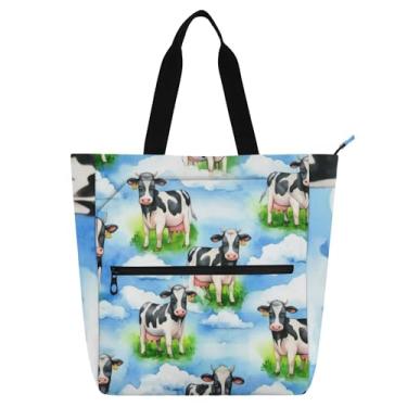 Imagem de GAIGEO Lindas bolsas pretas e brancas de trabalho para mulheres de lona para livros de praia com zíper para professores e amantes de livros