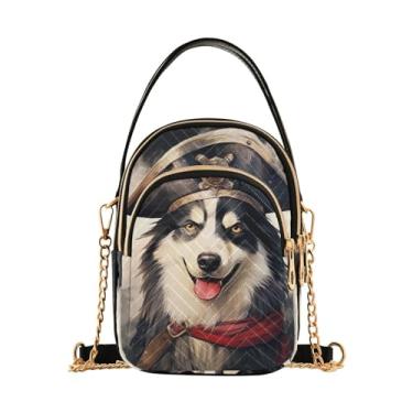 Imagem de Bolsa tiracolo feminina Ladybug Animals Parrten, bolsa tiracolo feminina, bolsa tiracolo estilosa para viagens, Cachorro Husky fofo usando um chapéu de pirata - 6, One Size
