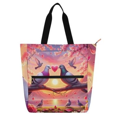 Imagem de GAIGEO Sacolas femininas para casais pombos para trabalho, faculdade, escola, bolsa mensageiro, presente para amantes de livros