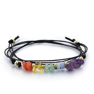 Imagem de Pulseira trançada de 12 zodíacos de cascalho natural, joias de pedra patrona, presente de aniversário para festivais, One Size Fits Most, Pedra preciosa, pedras preciosas