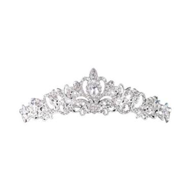 Imagem de Tiara De Cristal Prateada Para Noivas, Coroa De Princesa Com Strass Pa