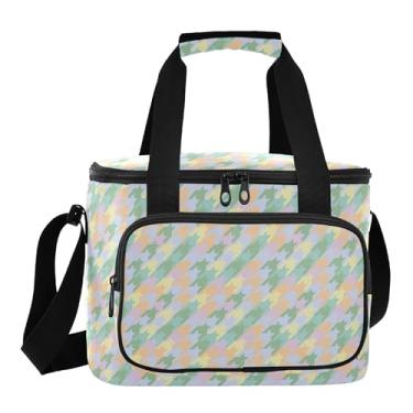 Imagem de Lancheira moderna Houndstooth Pastel Cooler para acampamento, lancheira para adultos