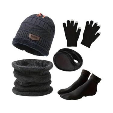 Imagem de Conjunto De Gorro, Cachecol E Luvas De Veludo Quente Para Inverno Para