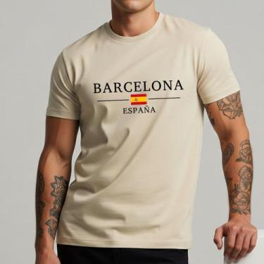 Imagem de Camiseta Masculina Barcelona Espanha Bandeira Internacional 100% Algod