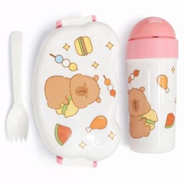 Imagem de Kit Lancheira Marmita Infantil Capivara - - FWB, Kit com Garrafinha Ro