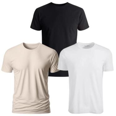 Imagem de Kit 3 Camisetas Unissex Basica 100% Algodão Dia a Dia, Trabalho, Treino, Academia, Corrida-Unissex