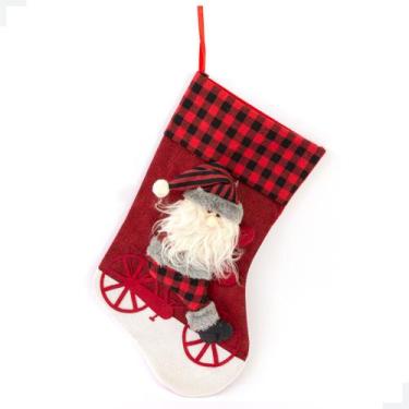 Imagem de Meia papai Noel Bike Zadrez Buf 41cm Magizi - MAGALU