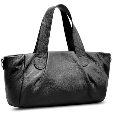 Imagem de BOYATU Bolsa de couro genuíno para mulheres: Bolsa de ombro de couro macio de designer - Bolsa tiracolo feminina moderna, Preto, Small, Bolsa de designer