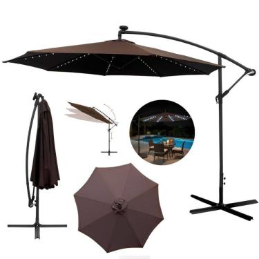 Imagem de Ombrelone Lateral Suspenso Jardim 3 metros com Led Alumínio Manivela Terracota Importway Iwobll-300