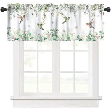 Imagem de Cortina de sanefa de pássaro natural, verde, fresca, natureza, floresta, planta, folha, borboleta, pássaro, animal, tratamento de janela, cortinas para meninas, cozinha, sala de estar, quarto, 137 x