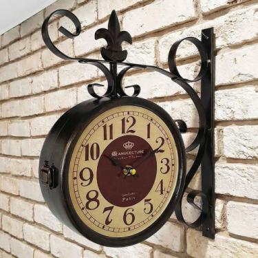 Imagem de Relógio Parede Estação De Trem Dupla Face Paris Manufacture - Genérico