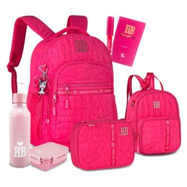Imagem de Kit Mochila Estojo Lancheira Rebecca Bonbon Escolar Girls, RB27001 Ros