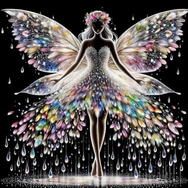 Imagem de UOAIUDT Kits de pintura de diamante 5D para adultos - Kits de arte de diamante de fada de asas de anjo - Arte faça você mesmo com ferramentas | Artesanato para alívio de estresse para iniciantes |