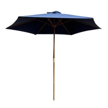 Imagem de Ombrelone Azul Central em Estrutura Madeira 2,70m Diametro Praia Pisci