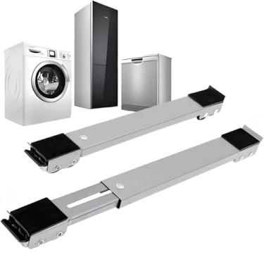 Imagem de Base com Rodinhas Ajustável para Eletrodomésticos e Armários até 200kg, Suporte para Geladeira, Fogão e Máquina de Lavar, com Freios de Segurança e Ajuste de Tamanho