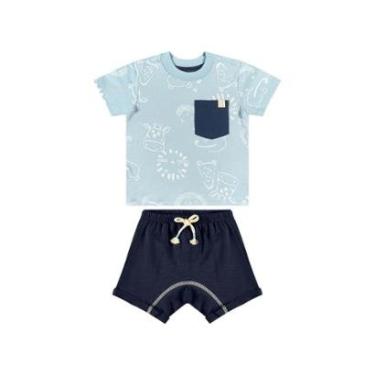 Imagem de Conjunto com Camiseta e Short em Moletom para Bebê Menino Quimby-Masculino