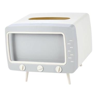 Imagem de Suporte para Caixa de Papel Higiênico TV Multiuso com Telefone Design Inovador Retrô e Bonito Banheiro Cozinha Escritório Mesa Uso Universal Plástico
