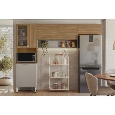 Imagem de Cozinha Compacta Alba c/ 6 Portas e 1 Nicho 250cm Amendola/Nude Prime TX - Demóbile