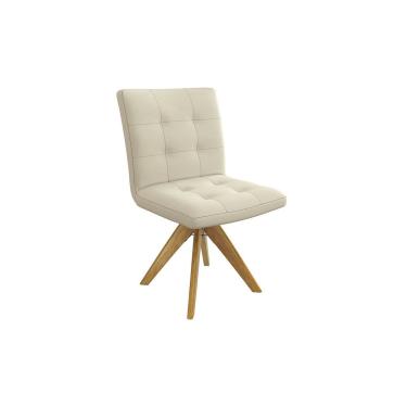 Imagem de Cadeira Sala de Jantar Nice 1C001CA Premium Madeira Maciça 1 Un Carvalho/Linho Bege Argila - Kappesberg