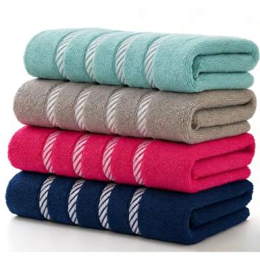 Imagem de Kit 4 Toalhas de Banho Grandes 70x130cm - 100% Algodão com Alta Absorção, Práticas para Ambientes Domésticos e Hospedagem
