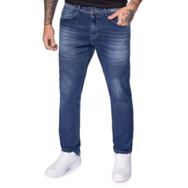 Imagem de Calça Jeans Masculina Gangster Modelagem Reta Azul Escuro, Azul escuro