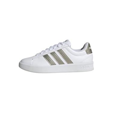 Imagem de adidas Tênis feminino Grand Court 3.0, Branco/Cyber Metallic/Branco, 36