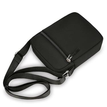 Imagem de Bolsa tiracolo feminina, leve, pequena, com vários bolsos, bolsa para telefone com alça ajustável, bolsa casual para compras e viagens, Preto, Small, Bolsa tiracolo
