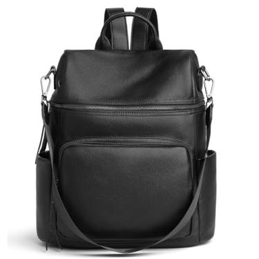 Imagem de Botimmy Bolsa de couro feminina grande, 3 em 1, bolsa de ombro conversível, trabalho, viagem, B Preto, 13.2" L × 6.2" W × 14.5" H, Bolsa feminina conversível