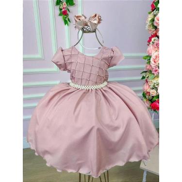 Imagem de Vestido Luxo Encanto Pérola Nude Rose para Mini Daminhas - PopKIds, 1