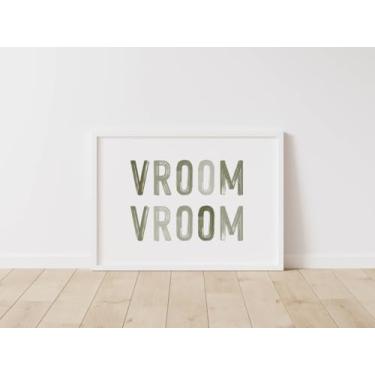 Imagem de Impressão de arte de parede em tela de carros verde • Pôster de quarto de criança, pintura educativa, arte para quarto de crianças, berçário, decoração de quarto, sem moldura