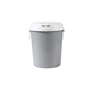 Imagem de Caixote do lixo 11L/16L grande capacidade lata de lixo doméstico escritório quarto lata de lixo de plástico com tampa lixeira de cozinha (cinza, 11l)