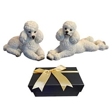 Imagem de Wswqop Estátua Moderna de Cachorro Poodle, Estatueta de Animal de Estimação para Carro, Mesa Ou Casa, BRANCO, Tamanho real