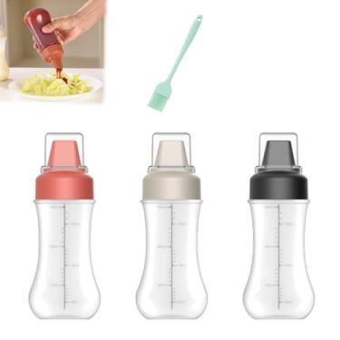 Imagem de Frasco spray de espremer condimento de 5 furos, dispensador de molho de 335 g com etiquetas removíveis e tampa de poeira, frasco de esguicho de precisão transparente para azeite, molho de salada