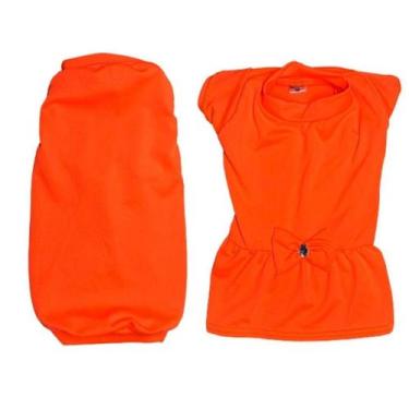 Imagem de Kit Roupas Para Pet Camiseta E Vestido Neon Suplex Laranja G - Nica pe