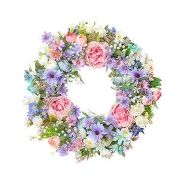 Imagem de oshhni Guirlanda artificial de Páscoa para decoração de porta de entrada, estilo rústico, ideal para festas e festivais. Perfeita para janelas.