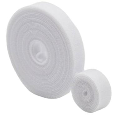 Imagem de Rolo de 5 metros x 15mm Abraçadeira fita Organizador Cabos Fios Dupla Face Enrolar (Branco,2 Rolos)