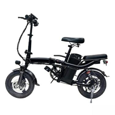Imagem de Bicicleta elétrica dobrável clássica para adultos, bicicleta elétrica portátil de 14 polegadas com motor de 700 W de potência máxima e bateria removível.