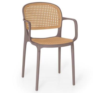 Imagem de Cadeira de Jantar Roma Prática com Braços para Sala e Cozinha - Marrom