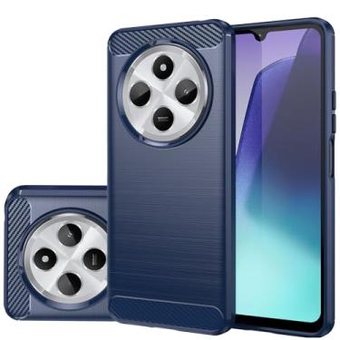 Imagem de Gufuwo Capa para Redmi 14C/Redmi 14R/Poco C75, capa de telefone fina de fibra de carbono TPU capa protetora macia antiarranhões à prova de choque para Xiaomi Redmi 14C azul