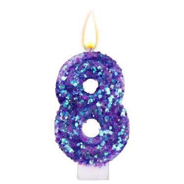 Imagem de Velas de Aniversário Roxas com Números, Velas de Aniversário Roxas com Lantejoulas Decorações Bolo Românticas e Brilhantes Artigos para Aniversários e Casamentos (8)