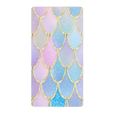 Imagem de Blueangle Lençol de berço padrão para berço infantil - Lençóis de algodão macio e respirável com escamas de peixe sereia (207)